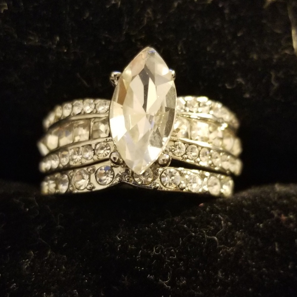 3 Pc Sterling Silver Wedding Ring Set Sizes 6 n 7